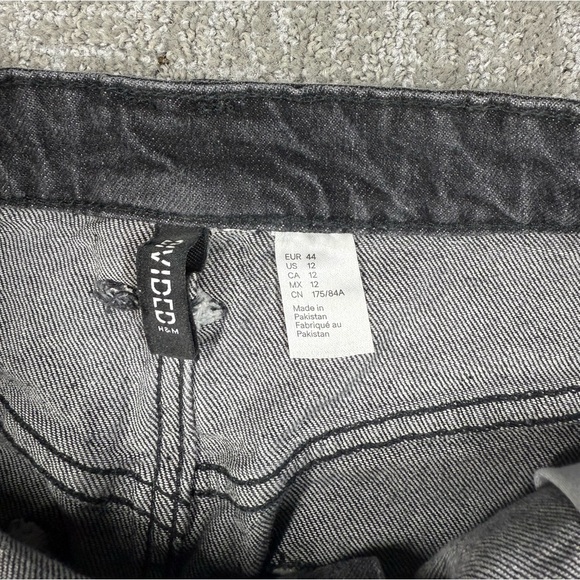 H&M Divded Black Wash V-Front Denim Boho Maxi Midi Skirt Womens Size 12 - Picture 3 of 5